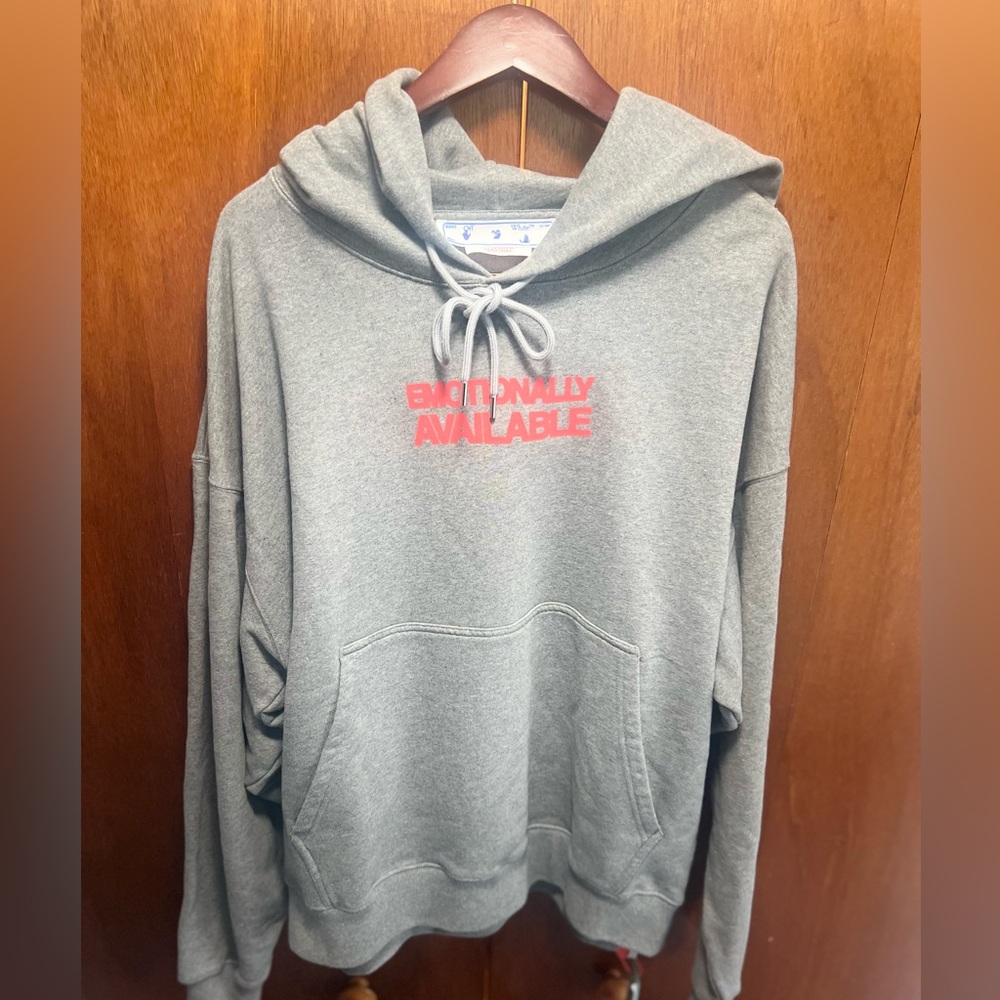 Off-White Hoodie grey with print (Brand new )